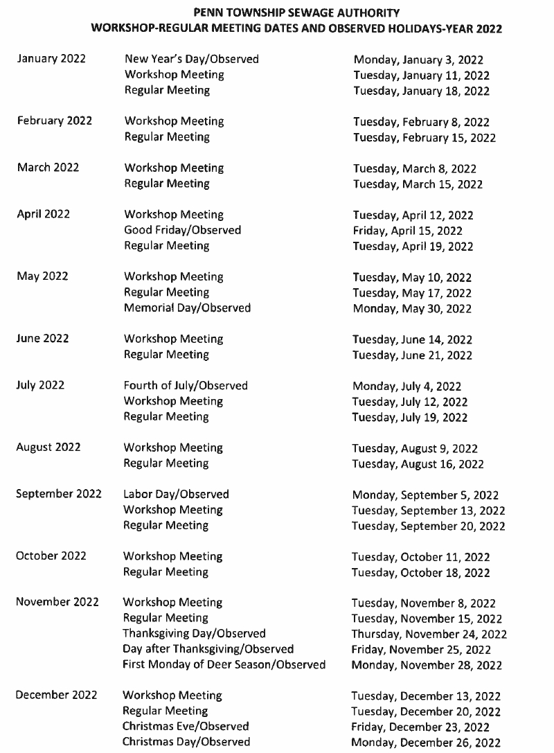 Meeting Dates